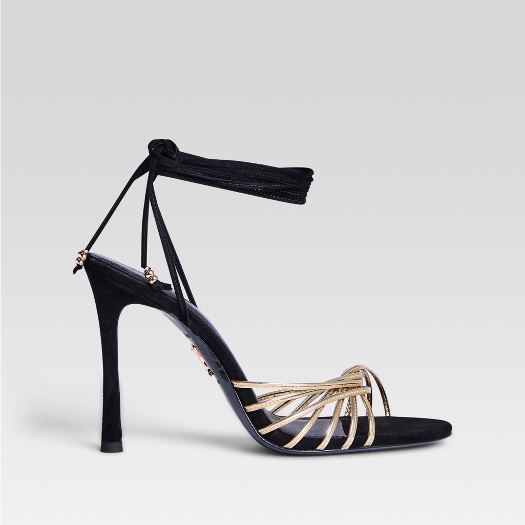 Retrofete Lucio Sandal Black Gold Nib Msrp $400 Size 37.5 Or 6.5